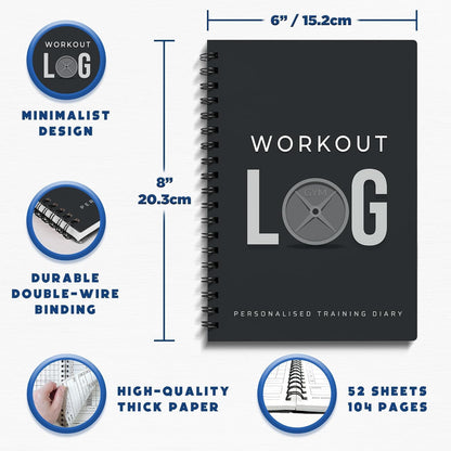 Workout Planner for Daily Fitness Tracking & Goals Setting (A5 Size, 6” X 8”, Charcoal Gray), Men & Women Personal Home & Gym Training Diary, Log Book Journal for Weight Loss by